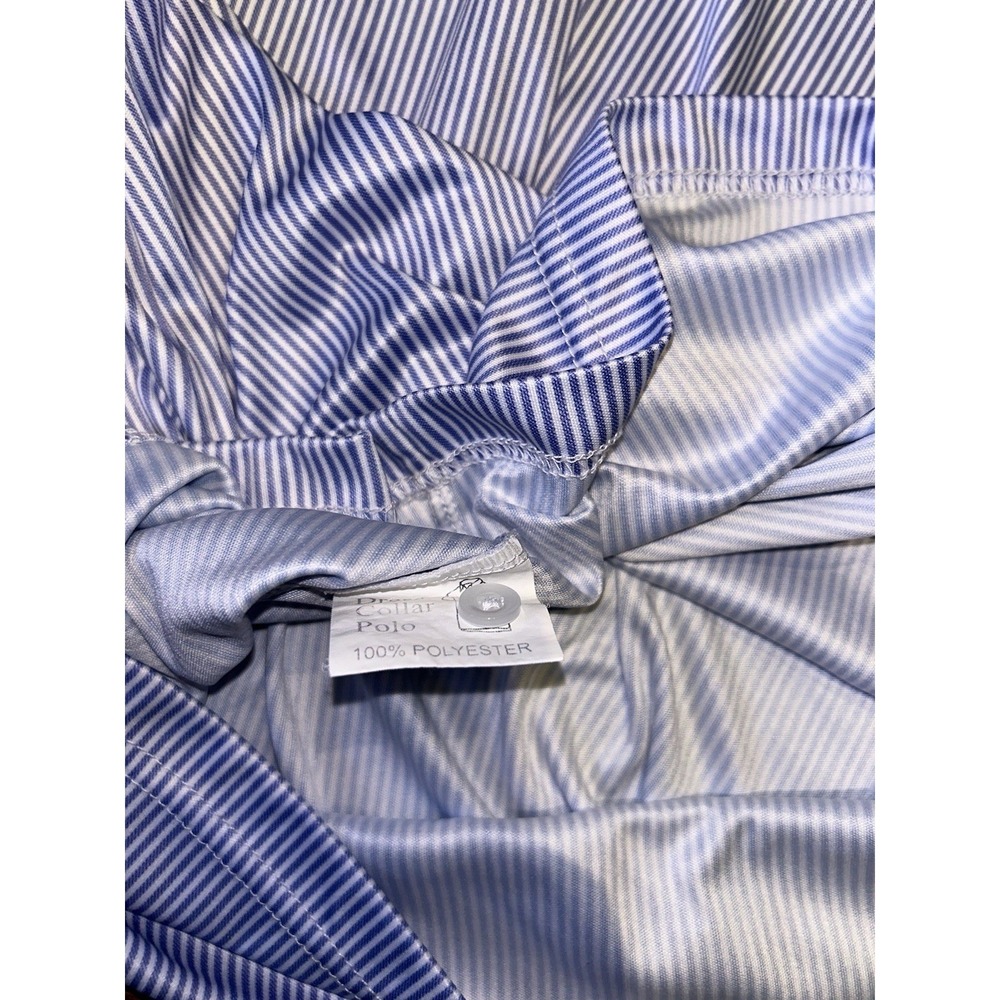 Collars & Co Polo Shirt Semi-Spread Collar Mens Size Large Blue Stripe - Picture 5 of 8